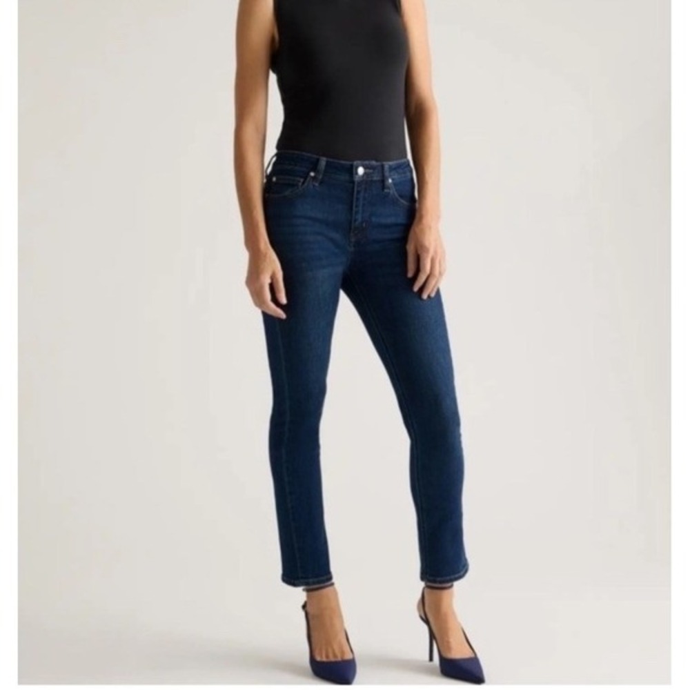 Quince‎ Women Mid Rise Stretch Slim Straight Jeans  Size 25  26'Inseam Organic